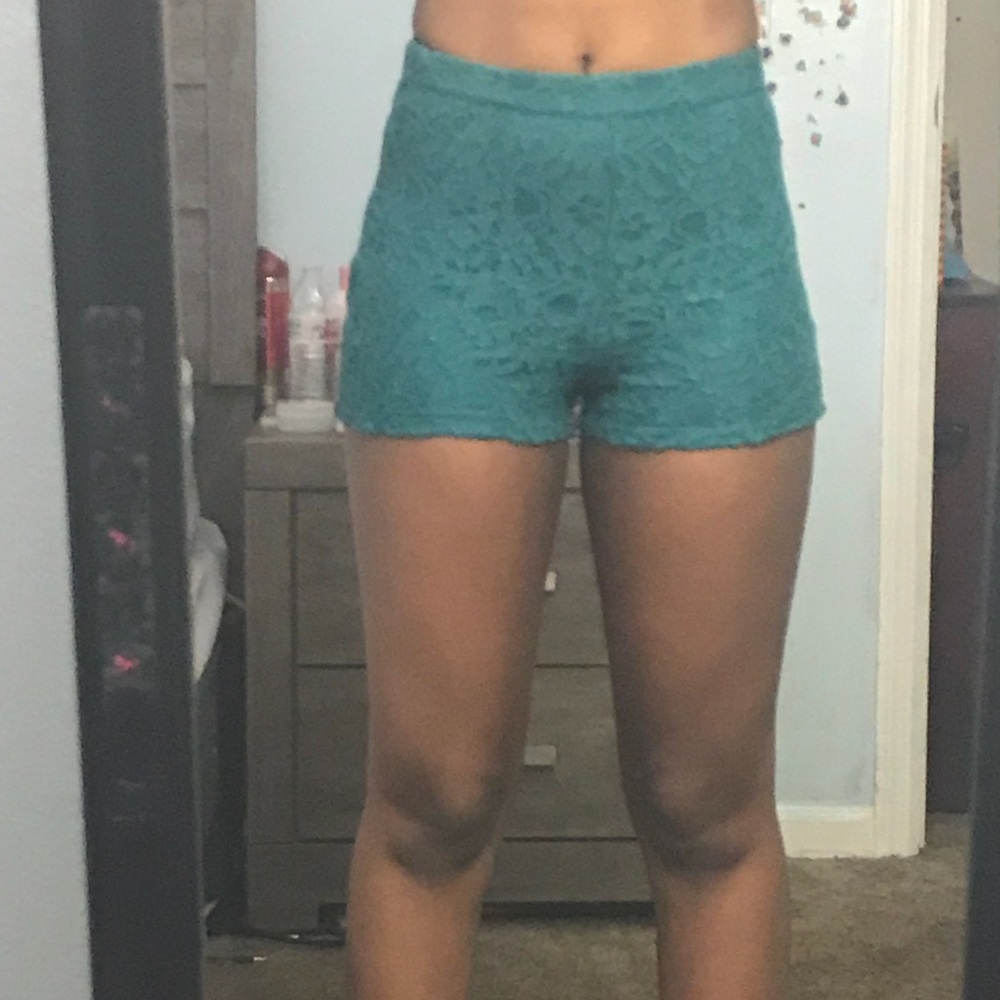 Lace shorts.
